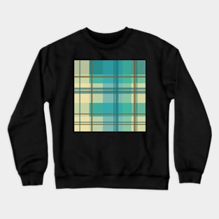 early summer plaid in calming cream, beige and turquoise seamless pattern Crewneck Sweatshirt